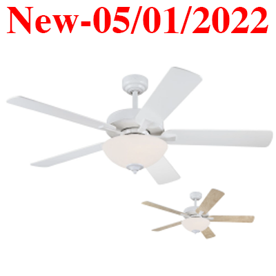 LL52-73083-WH-MB-LED, 52-73083, white, wht, wh, LED, MB, Medium Base, Indoor Fan, Indoor Ceiling, ceiling fan, fan, Indoor
