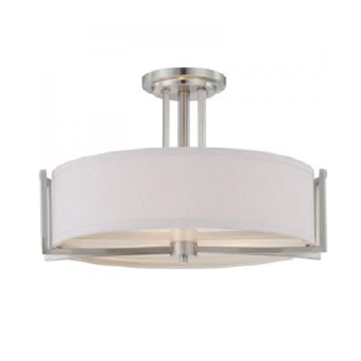 LL60-4758, 60-4758, Contemporary, fabric, E26, Rohs, Brushed Nickel, bn, semi flush, flush, drum, fabric Drum, Fabric, DECORATIVE  INDOOR, DECORATIVE, indoor, CLOSE TO CEILING, FLUSH MOUNT, PENDANT, KIT, PENDANT KIT, mb