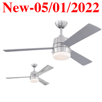 LL52-730490-BN-MB-LED, 52-730490, BN, Brushed Nickel, LED, MB, Medium Base, Indoor Fan, Indoor Ceiling, ceiling fan, fan, Indoor